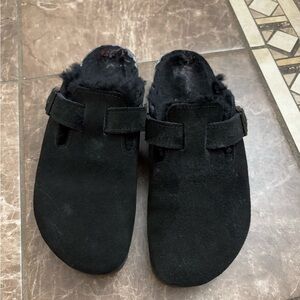 Birkenstock Black Suede Women's Slippers